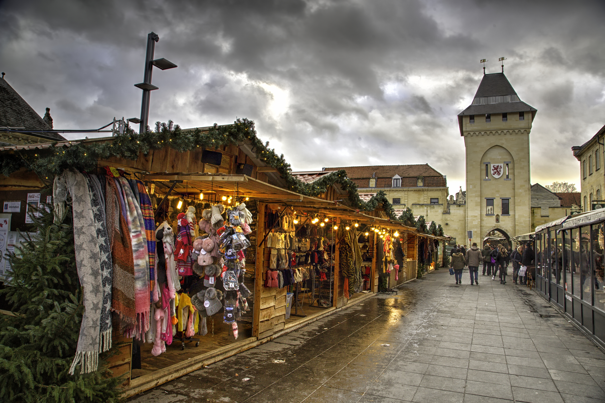 Christmas market stalls in Valkenburg, Netherlands