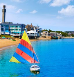 sailboat in blue water provincetown