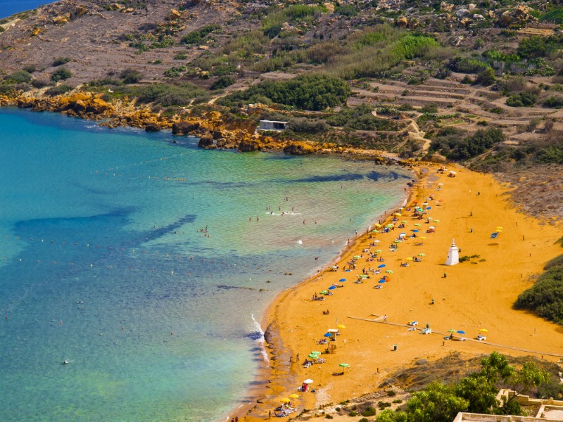 View of Ramla Bay, Gozo, Malta.