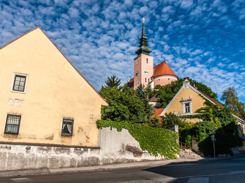 Brunner St and Pfarrkirche, Poysdorf, Austria.