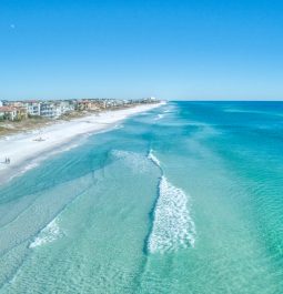 blue waves at white sand beach