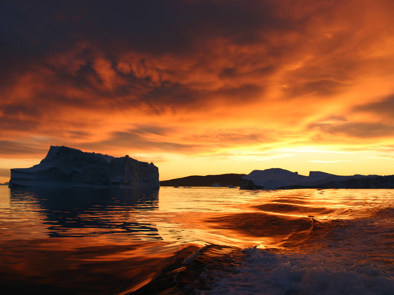 Midnight sailing near Ilulissat, Greenland