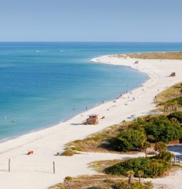 blue water and sandy beach