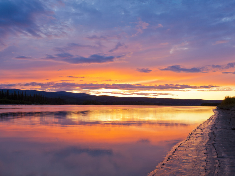 Sunset over Yukon River, near Dawson City