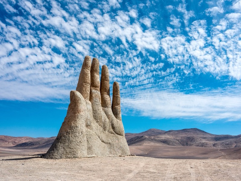 hand sculpture in the Atacama Desert