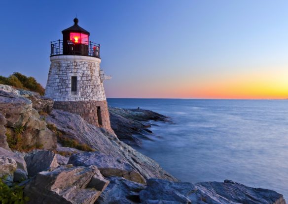 lighthouse on coast of newport rhode island