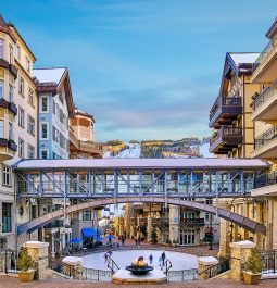 vail square covered in snow