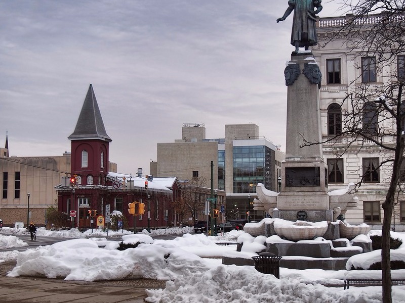 Columbus Circle and the Mission Restaurant from the Cathedral of the Immaculate Conception