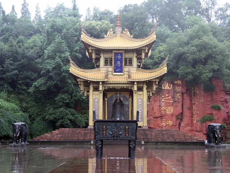 Drum tower near the rock in Emei Shan 