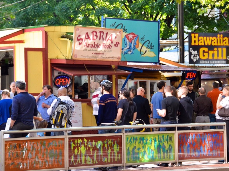 Food trucks in downtown Portland 