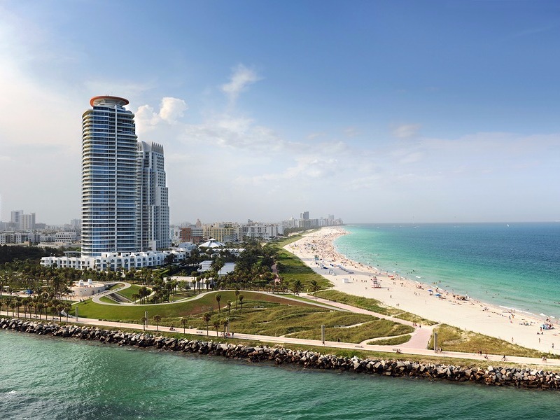 Miami Beach with luxury apartments and waterway