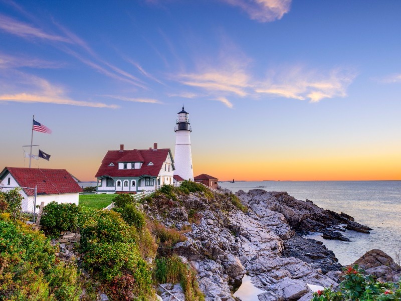 lighthouse on the coast, Portland, Maine