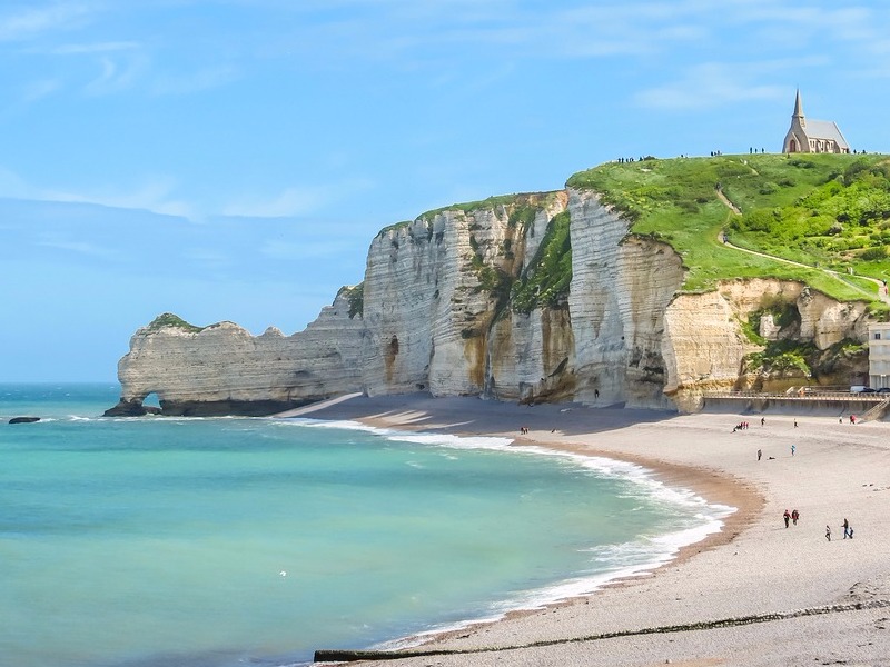 Alabaster cliffs and beach of Etretat