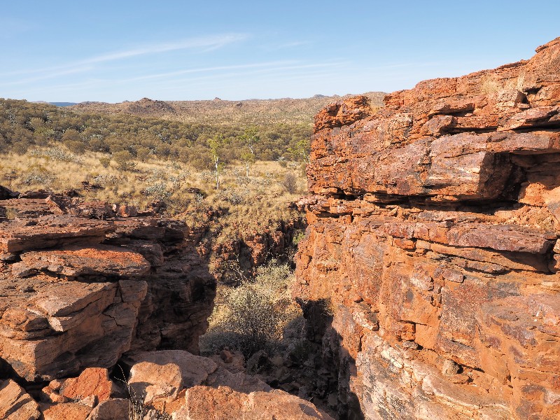 Trephina Gorge seen from the ridge east MacDonnell ranges near Alice Springs