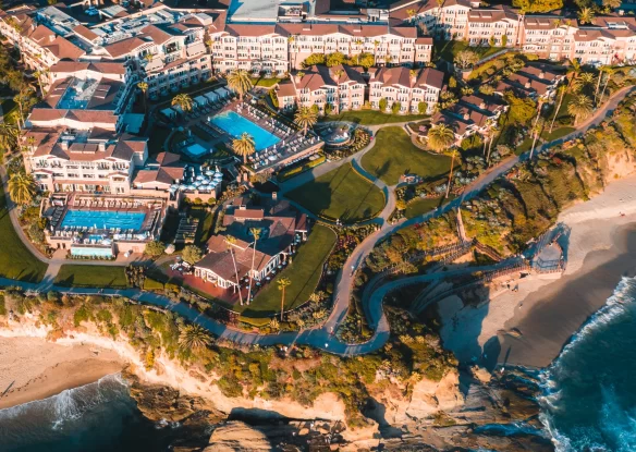 aerial view of pool and montage laguna beach