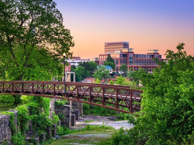 Columbus, Georgia downtown skyline and park