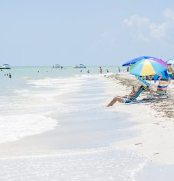 People enjoying a hot day at Florida beach