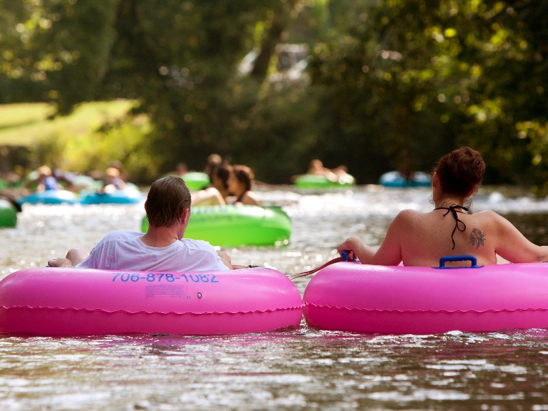 Tubing down the river at Rock Springs Run