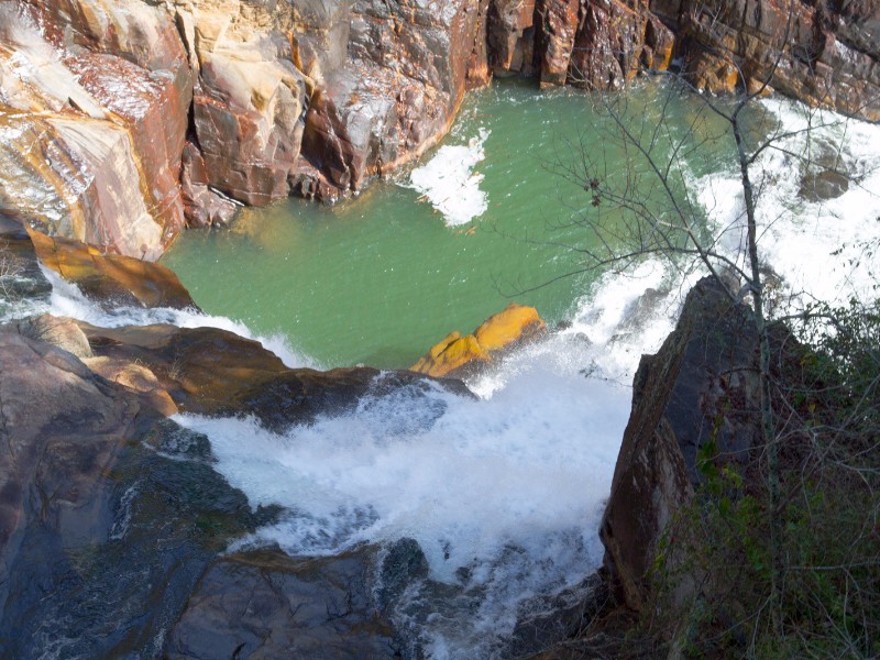 Top of the Hurricane falls in Tallulah Gorge State, view from the suspension bridge