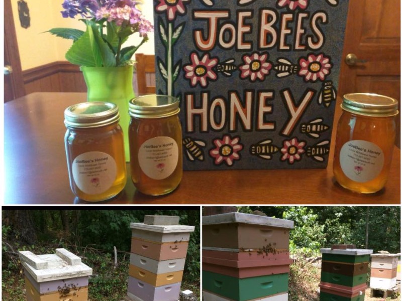 Local honey sold at the sunflower farm