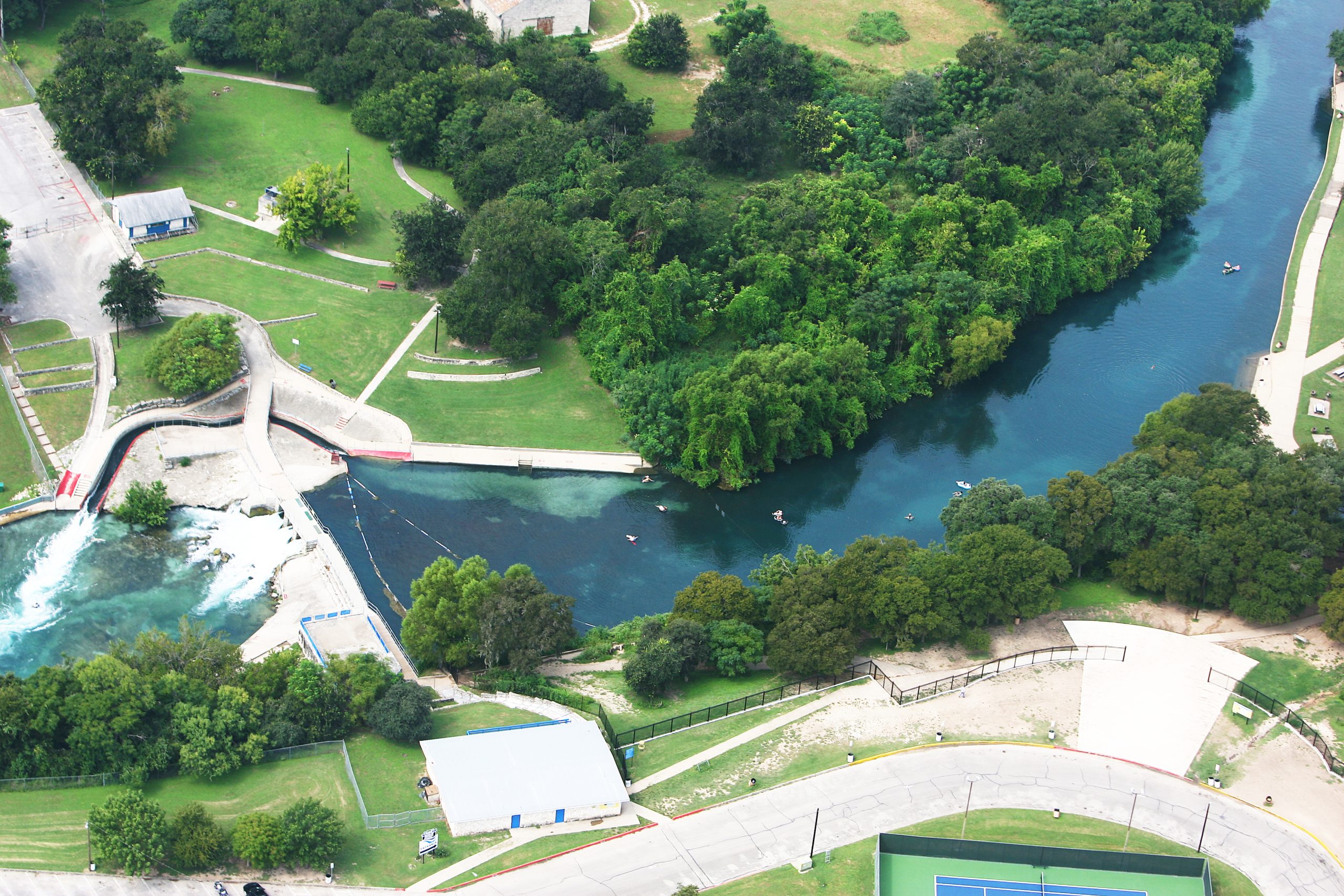 Aerial view of the Comal River