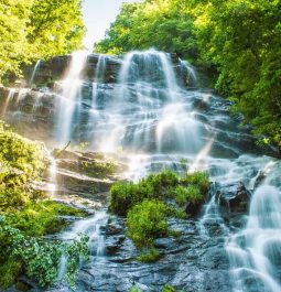 view of the waterfalls at Amicalola Falls State Park