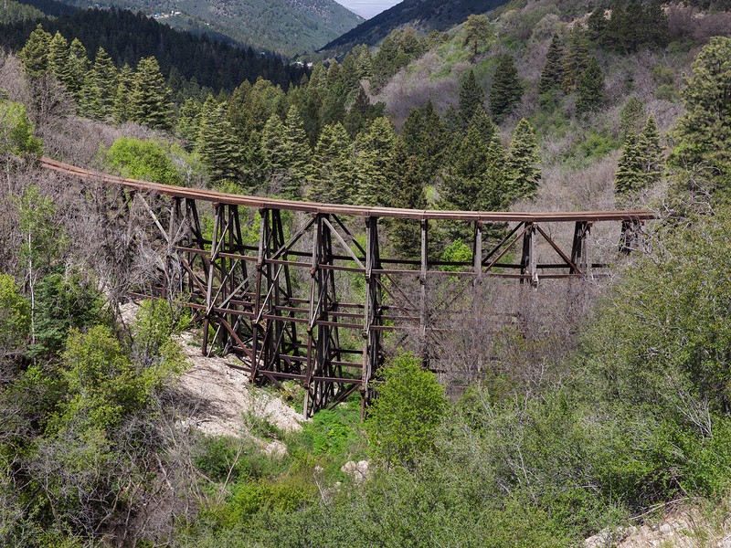 A wooden railroad tressle in the Lincoln Mountains near Cloudcroft
