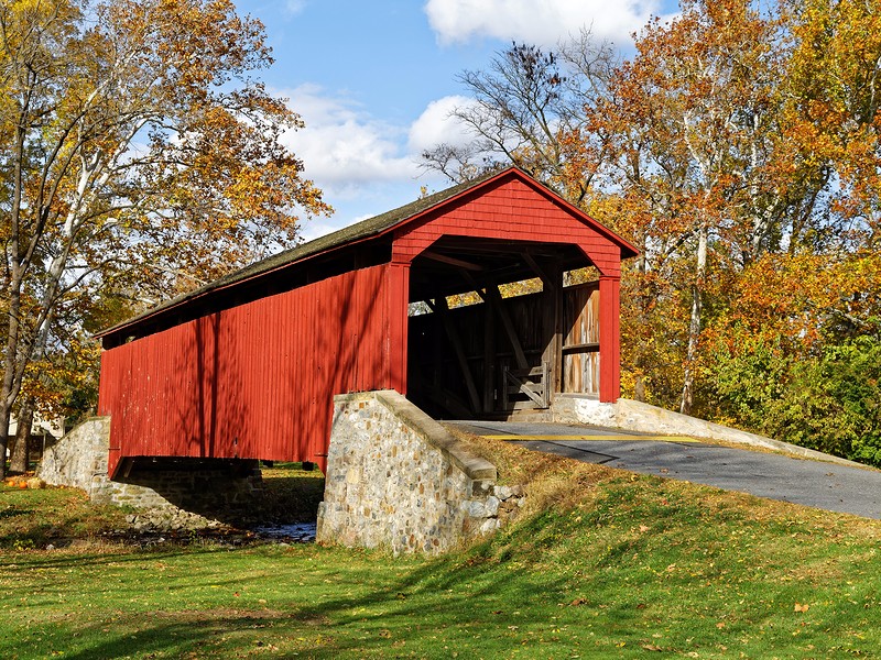 Pool Forge covered bridge in Fall, Lancaster County