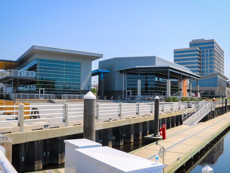 The newest part of the Riverwalk includes a concert space and restaurants.