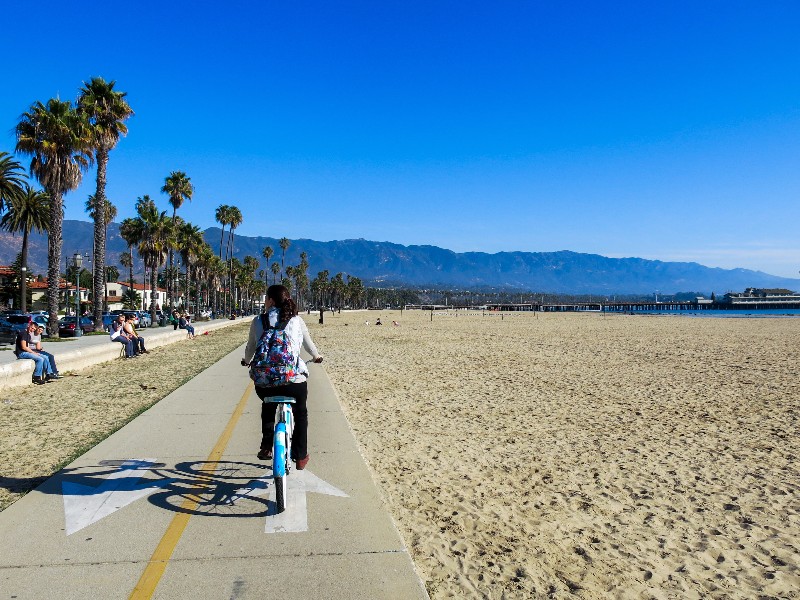 Bike riding along the beach, Santa Barbara