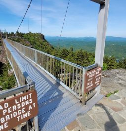 angled view at the top of the Swinging Bridge Grandfather Mountain