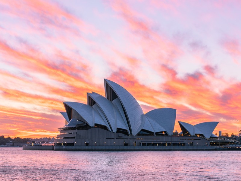 Sydney Opera House at sunrise in Sydney Australia