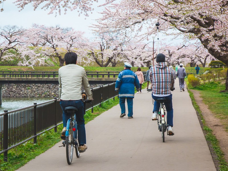 People cycling in Hakodate