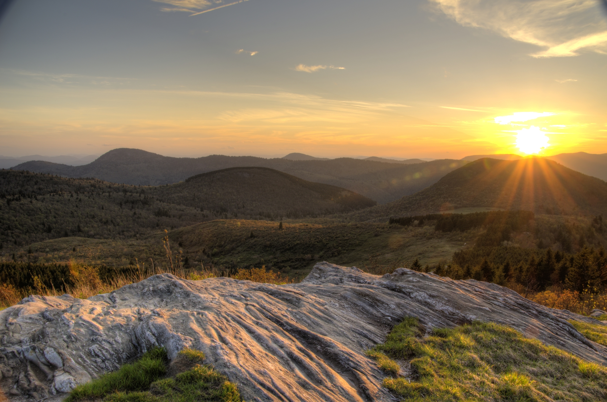 Sunset over the Blue Ridge Mountains from Black Balsam Knob