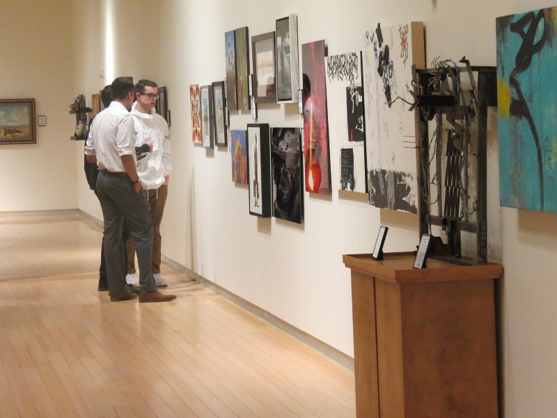 Admiring art at the Yuma Art Center