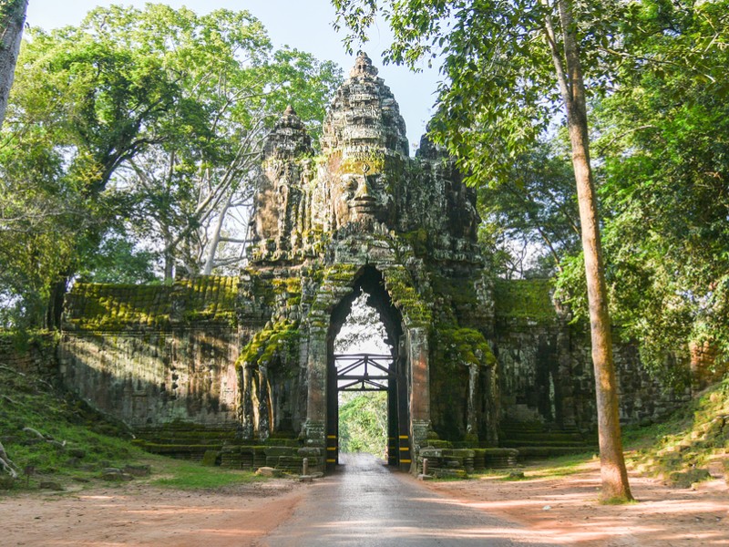 Bayon Temple Entrance Angkor Thom gate Siem Reap Cambodia