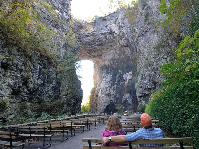 The Natural Bridge is 215 high and spans 90 feet.