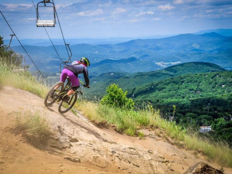 During the summer, the Beech Mountain Ski Resort turns into a mountain biker's dream.