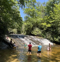 Family outing at Cashiers Sliding Rock