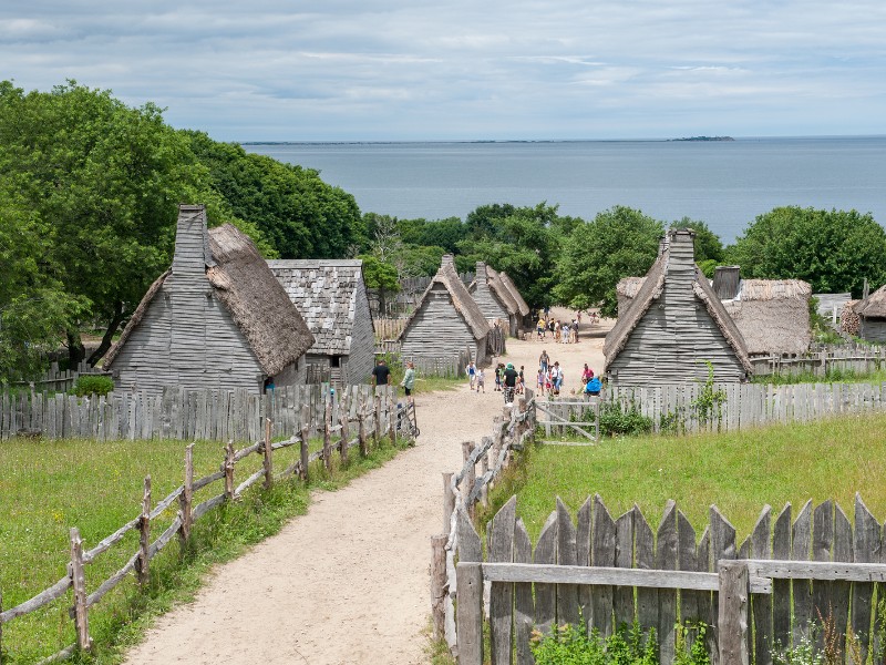 Plimoth Plantation replicates the original settlement of the Pilgrims at Plymouth Colony