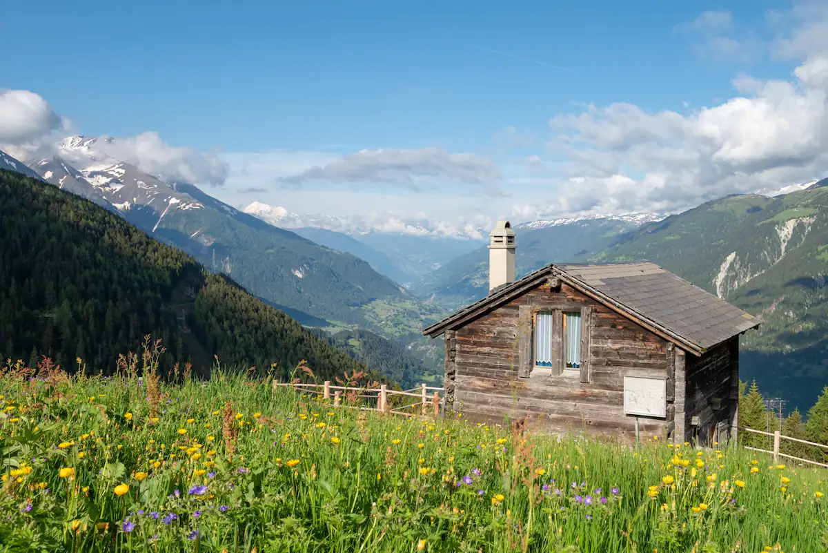 Alpine Hut with Views of the Upper Valais Valley