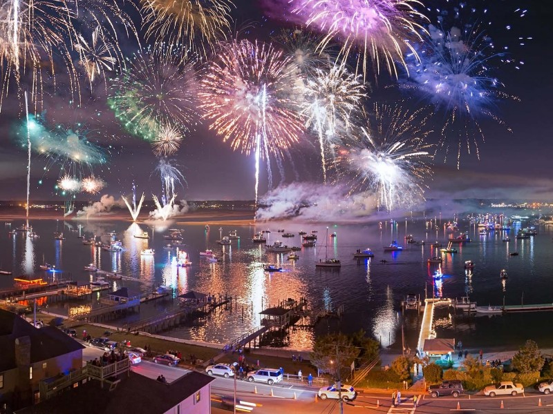 The Intracoastal Waterway in Wrightsville Beach lights up during the annual Holiday Flotilla.