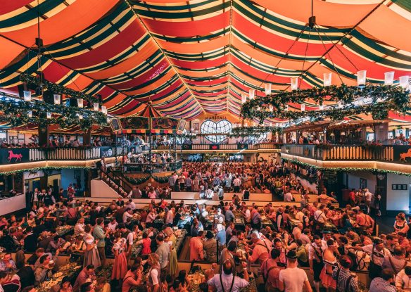 large tent with munich oktoberfest