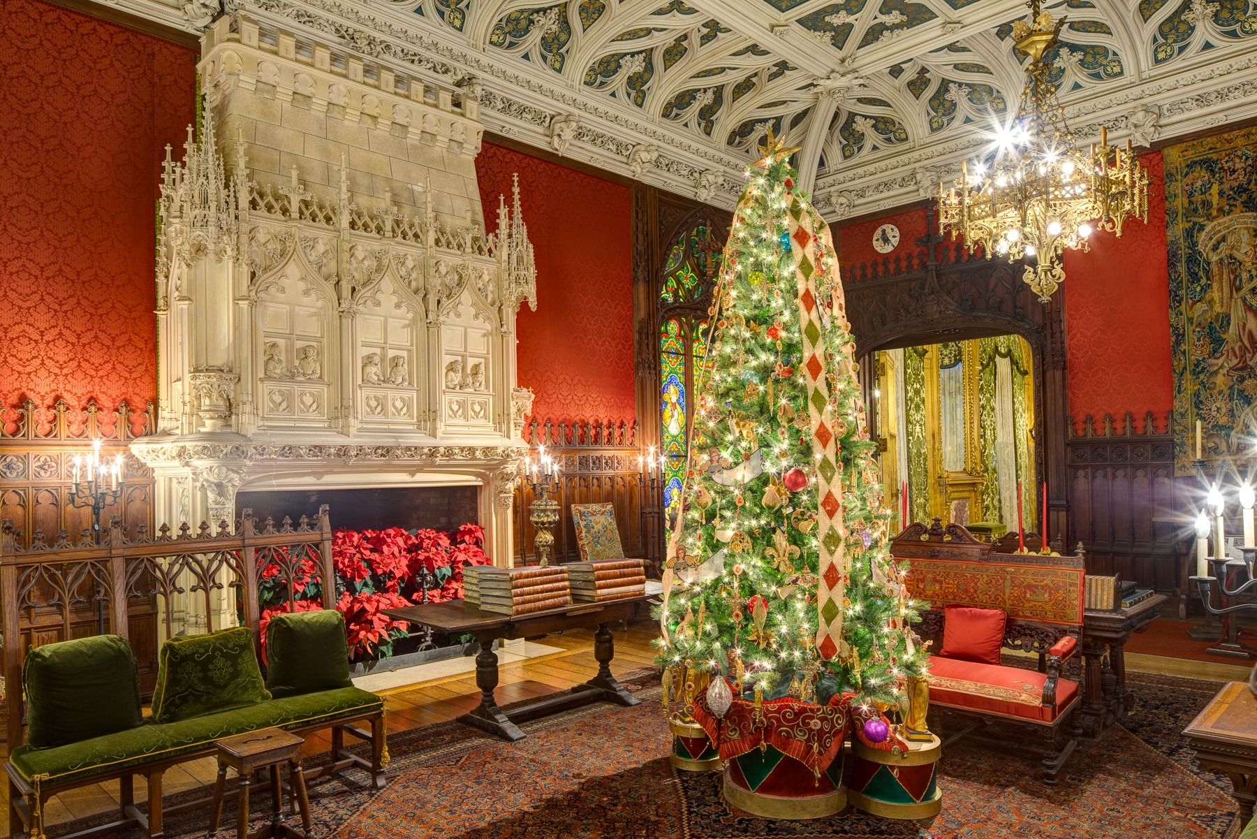 Christmas decorations at the Gilded mansions in Newport