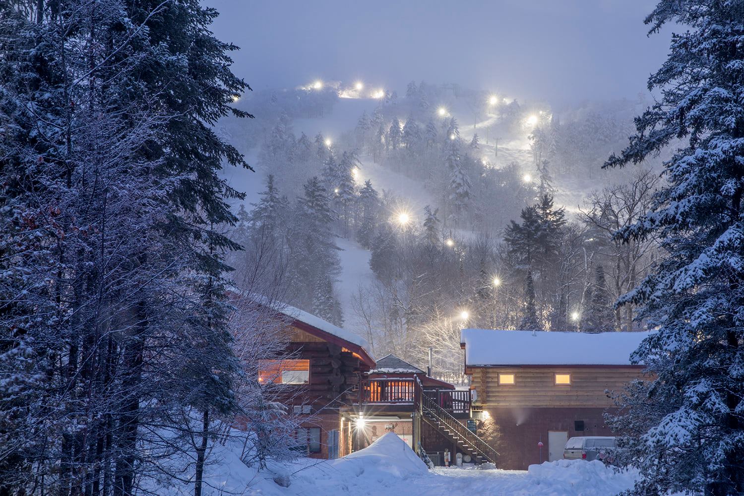 Night skiing and snowboarding at Mount Bohemia