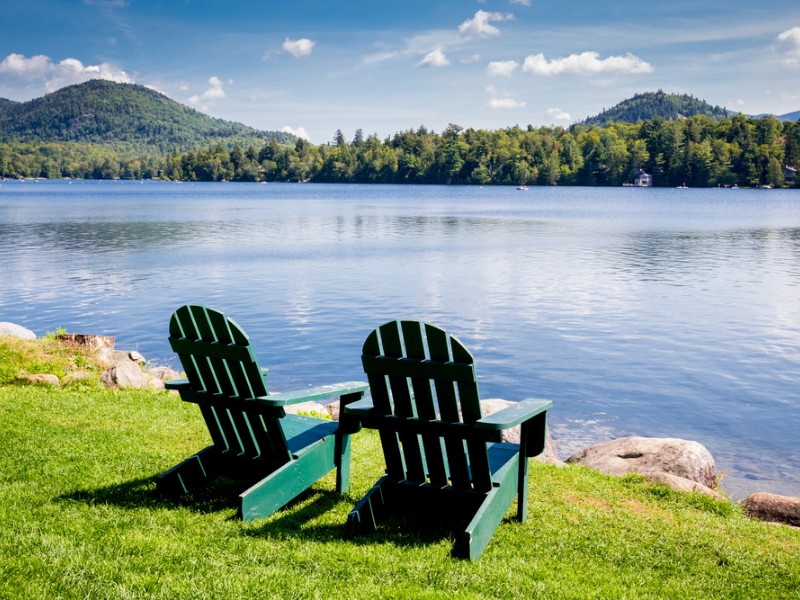 Chairs alongside Lake Placid New York