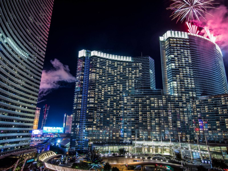 Fireworks above ARIA Resort & Casino