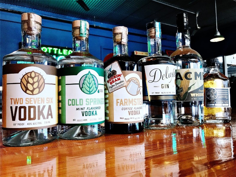 Bottles at Oregon Grain Growers Brand Distillery