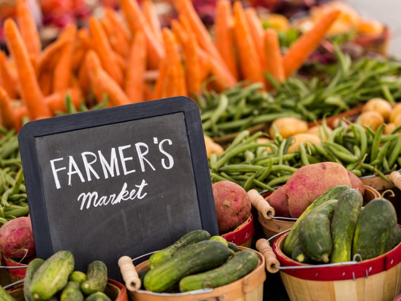 Fresh organic produce on sale at the local farmers market