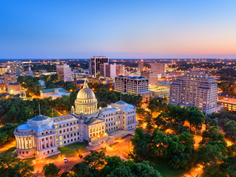 Jackson, Mississippi skyline over the Capitol Building